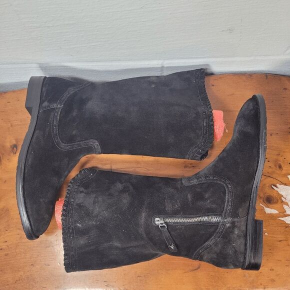 Trask audra Western Boho Mid-Calf Suede Flat Boots Size 8 - Picture 4 of 10